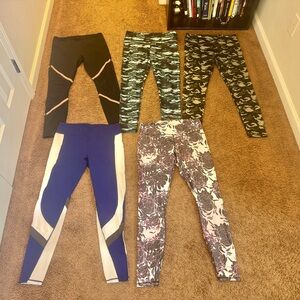 Fabletics Leggings LOT OF 5 Bundle Mid Rise Mesh Multi Color Black M